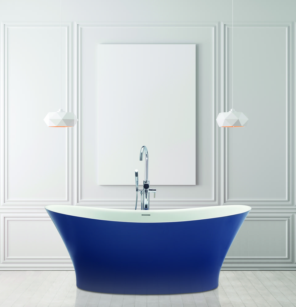 Deep blue soaking tub