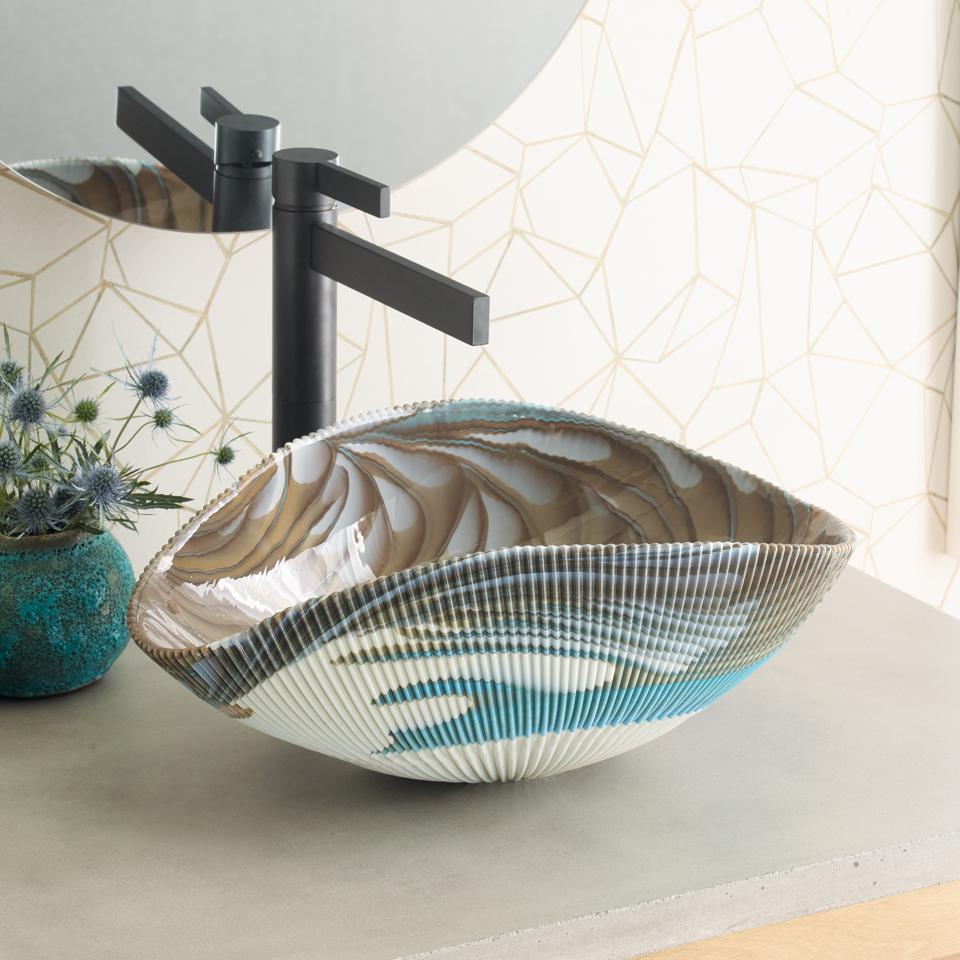 Tropical-inspired vessel sink.