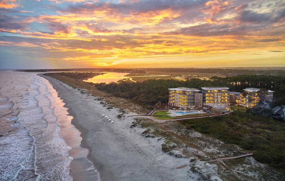Aerial shot of Timbers Kiawah Ocean Club & Residence